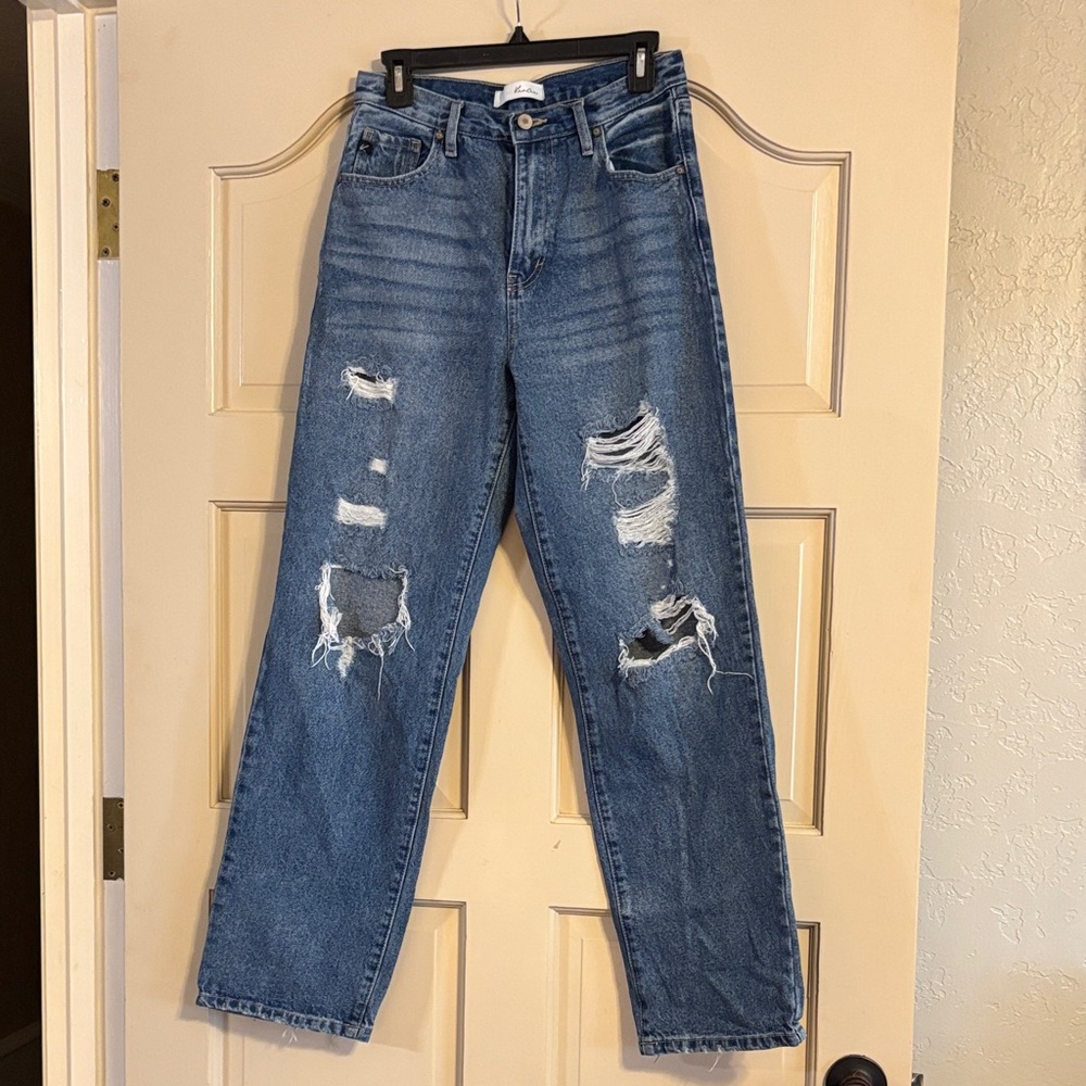KanCan Distressed Boyfriend Jeans in Blue